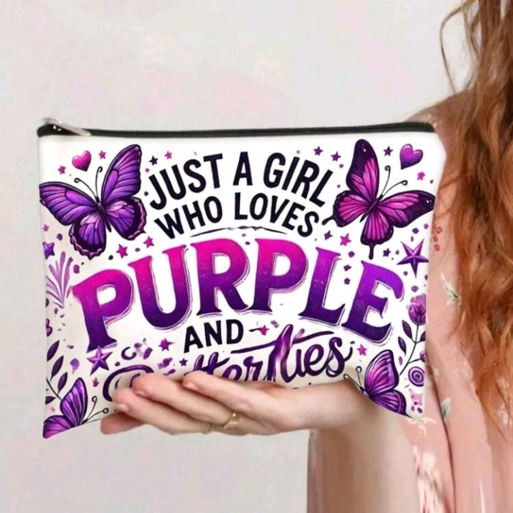 Just A Girl Who Loves Purple And Butterflies Zipper Purse Pouch
